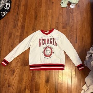 University of Georgia White & Red Crewneck Sweatshirt
